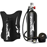 UNAROWHALS 2.3L Mini Scuba Tank, 25-35 Minutes Scuba Diving Tanks, DOT-Certified Diving Lung Tank, Portable Dive Portable Lungs, 2.3L(16 Cu Ft) Capacity, 3000 Psi Max Pressure, Aluminum Tank