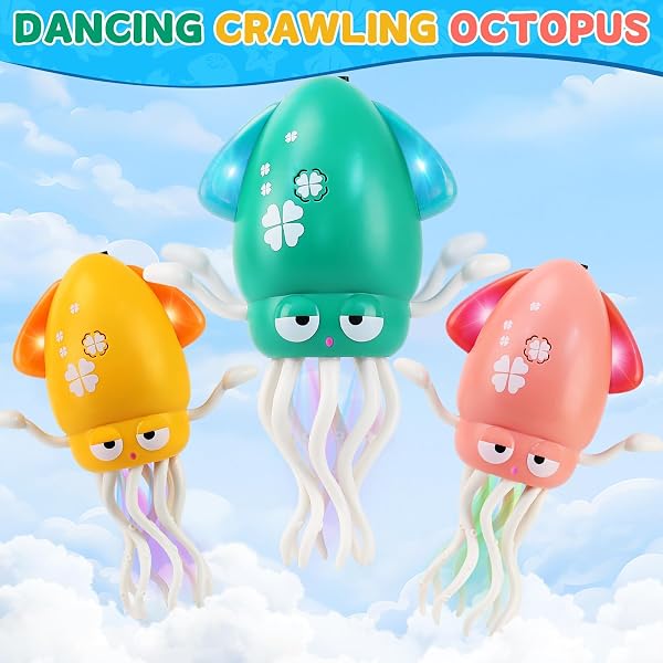 LZZAPJ ELECTRIC DANCING OCTOPUS LIGHT MUSIC SUITABLE FOR 12-18 MONTHS OLD BABY TOYS, KID CRAWLING SQUID TOYS SUITABLE FOR TODDLER TUMMY TIME, BIRTHDAY FOR 1 2 3 4 5 6 YEAR OLD GIRL (PINK)