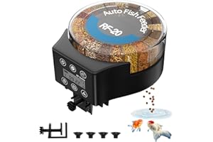 BlueFire Automatic Fish Feeder Timer Feeder for Fish Food Dispenser, Moisture-Proof Auto Fish Feeder Turtle Feeder with LCD D