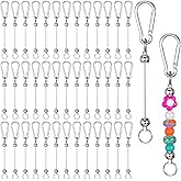 SHENLIU 50 Pcs Blank Beadable Keychain Bars, Metal DIY Bead Keychain Bar Charms With Detachable Carabiner Bead Key Chain Making Accessories for Craft Project Pendant Jewelry Making Gift (Silver)