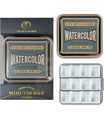 Schmincke Horadam Aquarell Slim Line – Caja De 12 Acuarelas Finas En 1/2 Tazón Con Riel Vacío – Set De Pintura De Alta Calidad Para Artistas