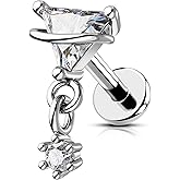 OUFER Dangle Planet Helix Piercing Jewelry, 16G Internally Threaded Flat Back Piercings Silver Helix Cartilage Tragus Conch Piercing Jewelry for Women Men-6MM