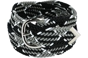 Double-s Nocona Men's Woven Braided Nylon Belt, Black/White/Grey – Adjustable Up to Size 52"