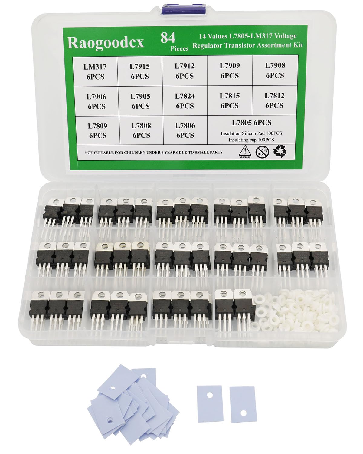 84Pcs 14 Value L7805 L7806 L7808 L7809 L7812 L7815 L7824 L7905 L7906 L7908 L7909 L7912 L7915 LM317 High Current Positive Voltage Regulator Assortment Kit