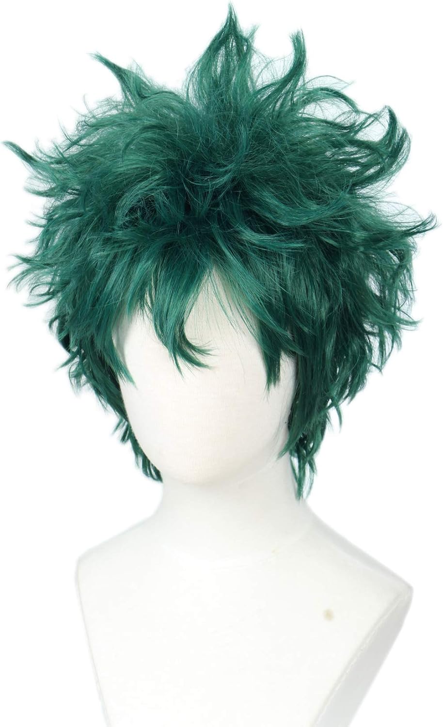 Linfairy Short Green Curly Wig Halloween Costume Cosplay Wig, 54 cm