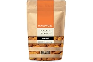 Handfuel 1lbs of Unroasted Raw Almonds, 8g of Protein, Nutrient Rich, Gluten Free and Keto Friendly Raw Nuts, Proudly Canadia