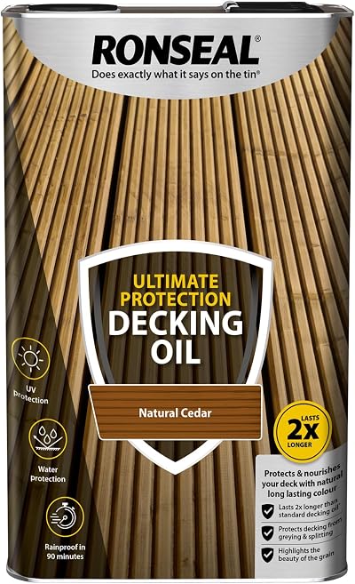 Ronseal Ultimate Decking Oil Natural Cedar 5L Wood Protection Protection [37298]