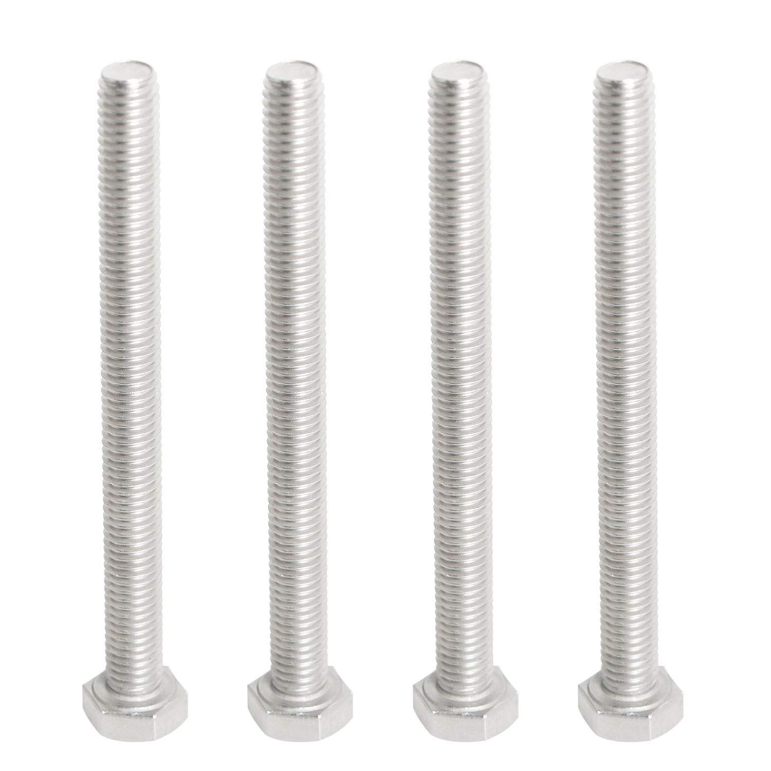 Aopin M8 x 90mm Hex Head Bolts Screws Grade 5.8 Stainless Steel, Fasteners Fully Machine Threaded SUS304 4 Pcs