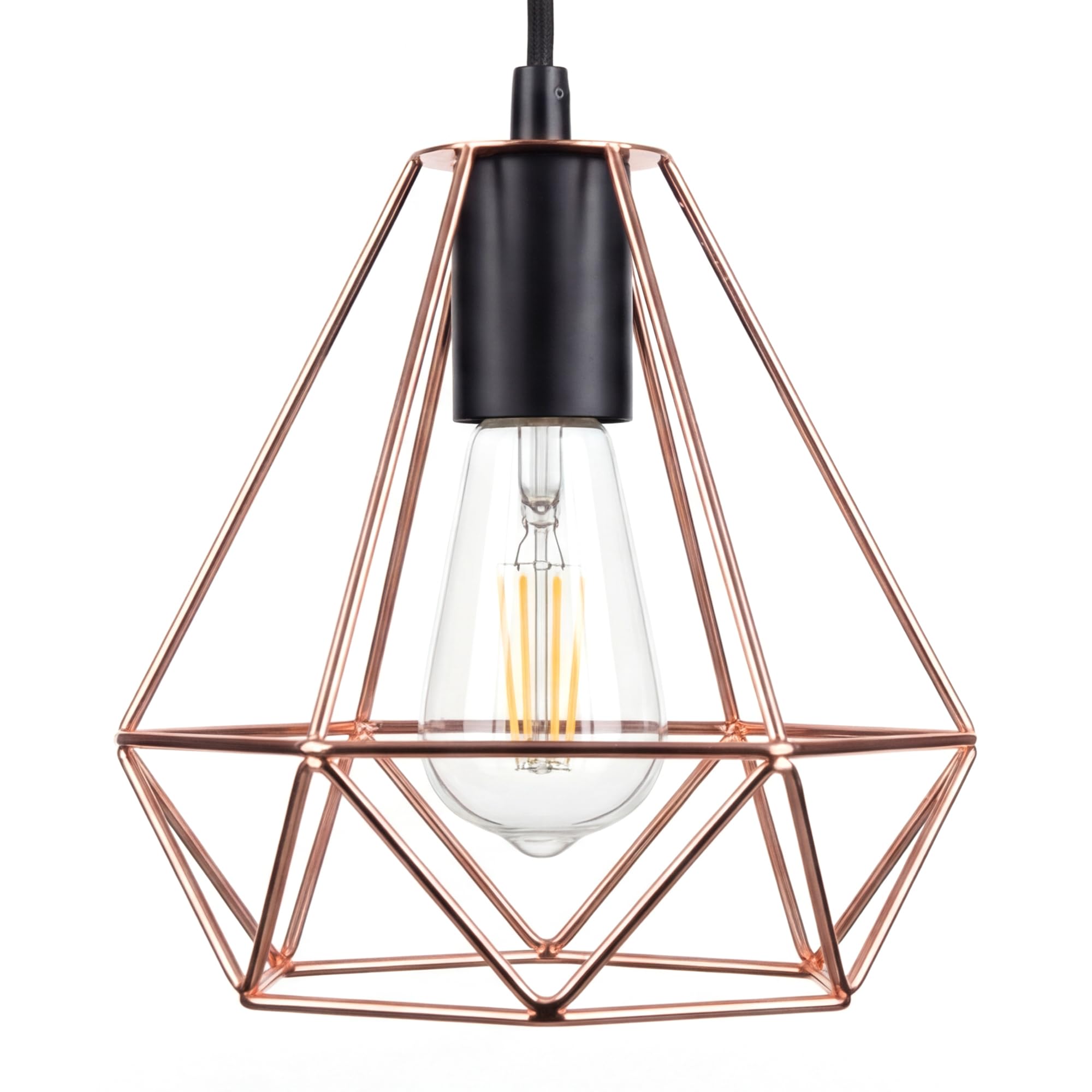 Giggi Rose Gold Cage Metal Basket Ceiling Light Shade, Wrought Iron Ceiling Fitting Light & Industrial Style Ring Light for Indoor and Metal Basket Pendant Light Shade with lamp Shade Reducer Ring