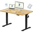 FLEXISPOT EN1 Whole-Piece Standing Desk - 48" x 30" Electric Height Adjustable Heavy Duty Steel Stand Up Desk Frame w/Automatic Smart Keypad (Black Frame + Maple Top, 2 Packages)