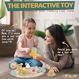 Airlab Wooden Large Tea Set for Toddlers Daisy Design Safe Play Food view 6