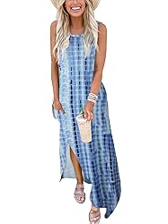 ANRABESS Casual Tie Dye Maxi Dress Crew Neck