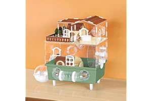 OYEAL Acrylic Hamster Cage Chew Proof Hamster Habitat Large Hamster Enclosure, 13.3''* 9.8''* 17.4'' Clear Pet Mice House for
