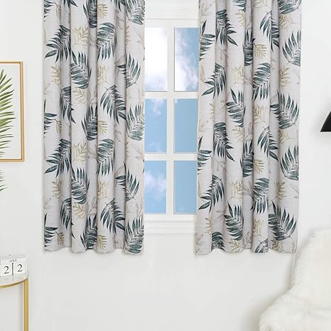 Amazon カーテン 遮光 北欧 ドレープカーテン 幅100x丈135cm 2枚組 遮光カーテン プリント 昼目隠し おしゃれ 形状記憶 断熱 保温 防音 形状記憶 洗える プライバシー保護 緑の葉柄 カーテン オンライン通販