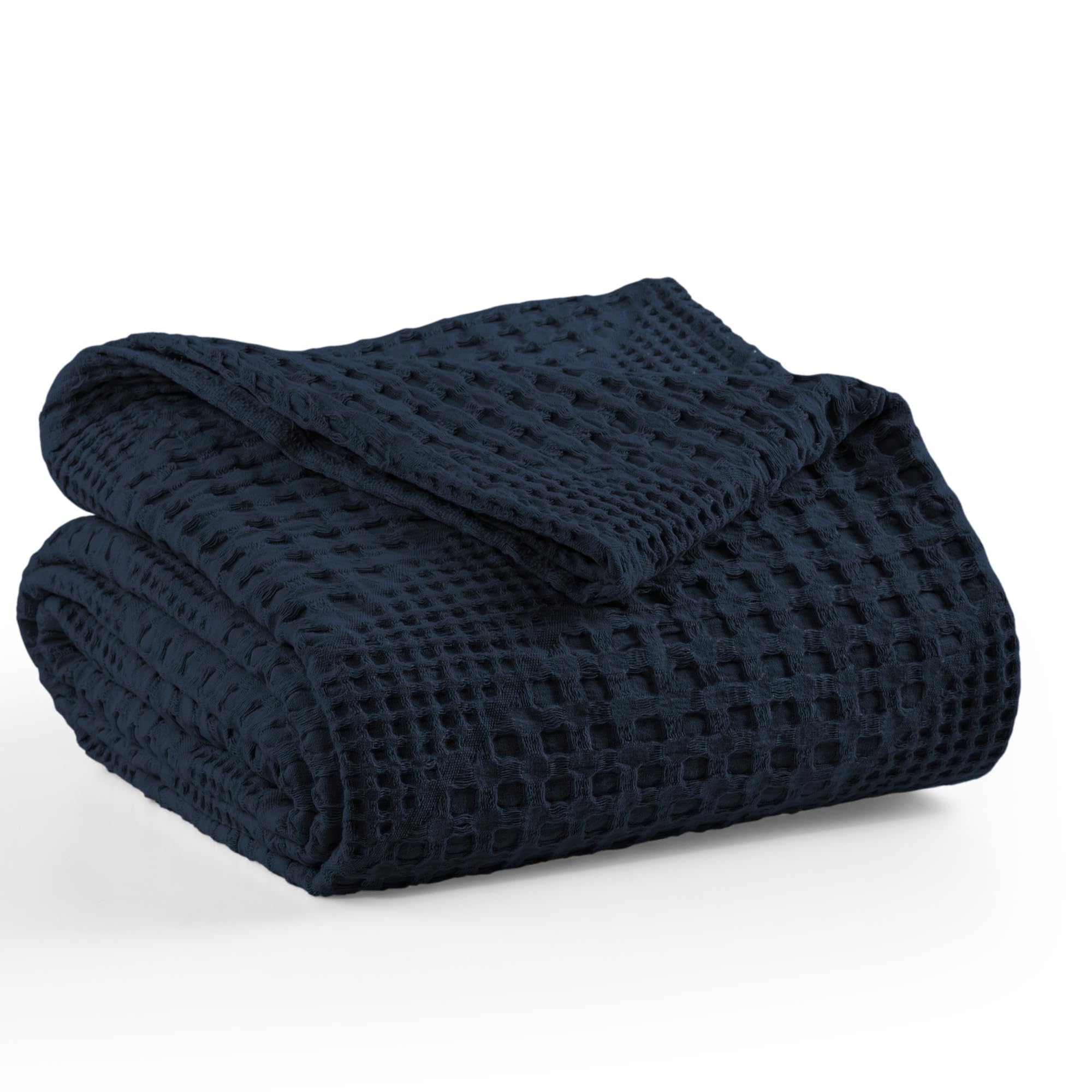 Milam London Soft Throw Blanket | 100% Cotton Throws For Sofas | Bed Throw Double Size | Sofa Throw Large 2 Seater | Bedspreads Double Size | Joanna Collection | Navy Blue - 170 x 250 cm