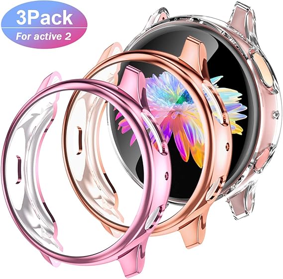 Amazon Com Geak Compatible With Galaxy Watch Active 2 Case 44mm 3 Pack Soft Full Cover Screen Protector Case For Samsung Galaxy Active 2 Smartwatch 44mm Clear Rose Gold Rose Pink