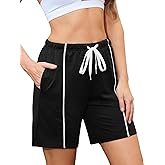 Quenteen Womens Bermuda Shorts Lounge Athletic Loose Running Yoga Shorts with Pockets Black