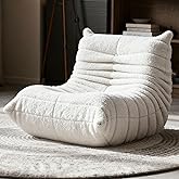 KAPEETOO Giant Bean Bag Chair for Adults, Fireside Beanbag for Living Room with Memory Foam Filled, Lazy Floor Sofa Lounge Armless Chair for Gaming Reading Relaxing, No Assembly Required White