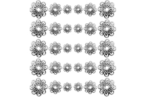 SEWACC 300pcs Spacer Beads Caps Bali Silver Beads Flower Bracelets Bead End Caps Alloy DIY Crafts Beads Caps for Necklace Earrings Jewelry Making Supplies
