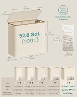 SONGMICS 200 L Laundry Basket with Lid 4 Sections Collapsible Cream White view 6