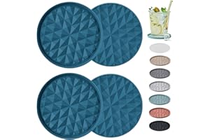 Wingcases Silicone Coasters for Drinks[4 Pack]- Cup Mat for Tabletop Protection-Non-Slip, Non-Stick, Coffee Table Decor, Great Gift for Any Occasion, Dark Blue