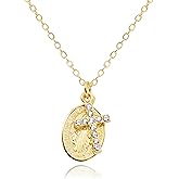 MUSEQVE Cross and Miraculous Medal Necklace • Virgin Mary Coin Pendant Catholic Necklace for Women Kids • 14K Gold Plated Non Tarnish Dainty Religious Jewelry [CXN-MC]