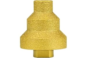 1pcs Wezxrauo Diamond Chamfer Bit for Tile, Marble & Concrete – 0.8/1.4/2in Brazed Diamond Step Drill Bit with M14 Shank Thre