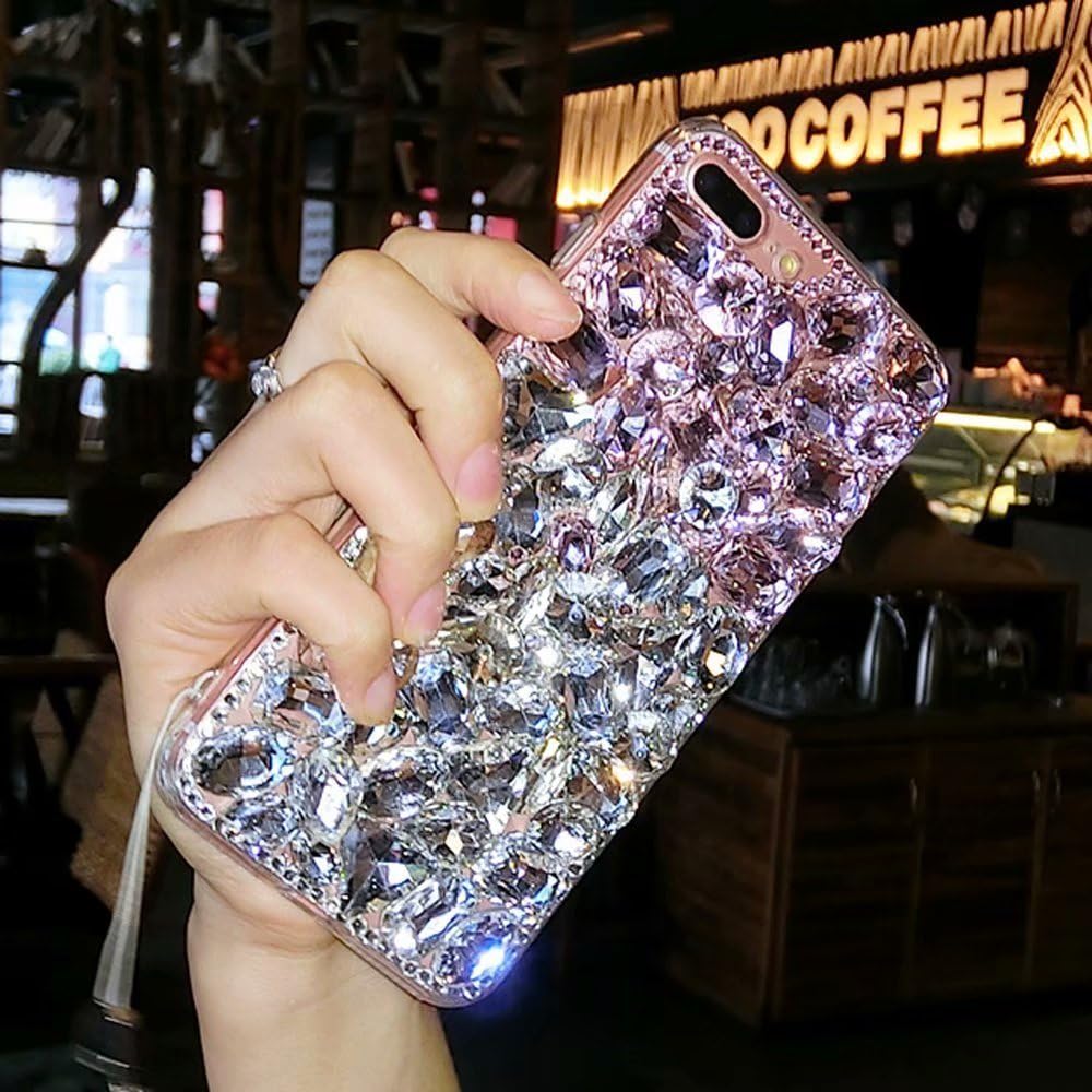 for LG Stylo 4 Case, QKKE Luxury Handmade Crystal Rhinestone Soft Rubber Bumper Bling Red Full Diamond Glitter Case Cover for LG Stylo 4