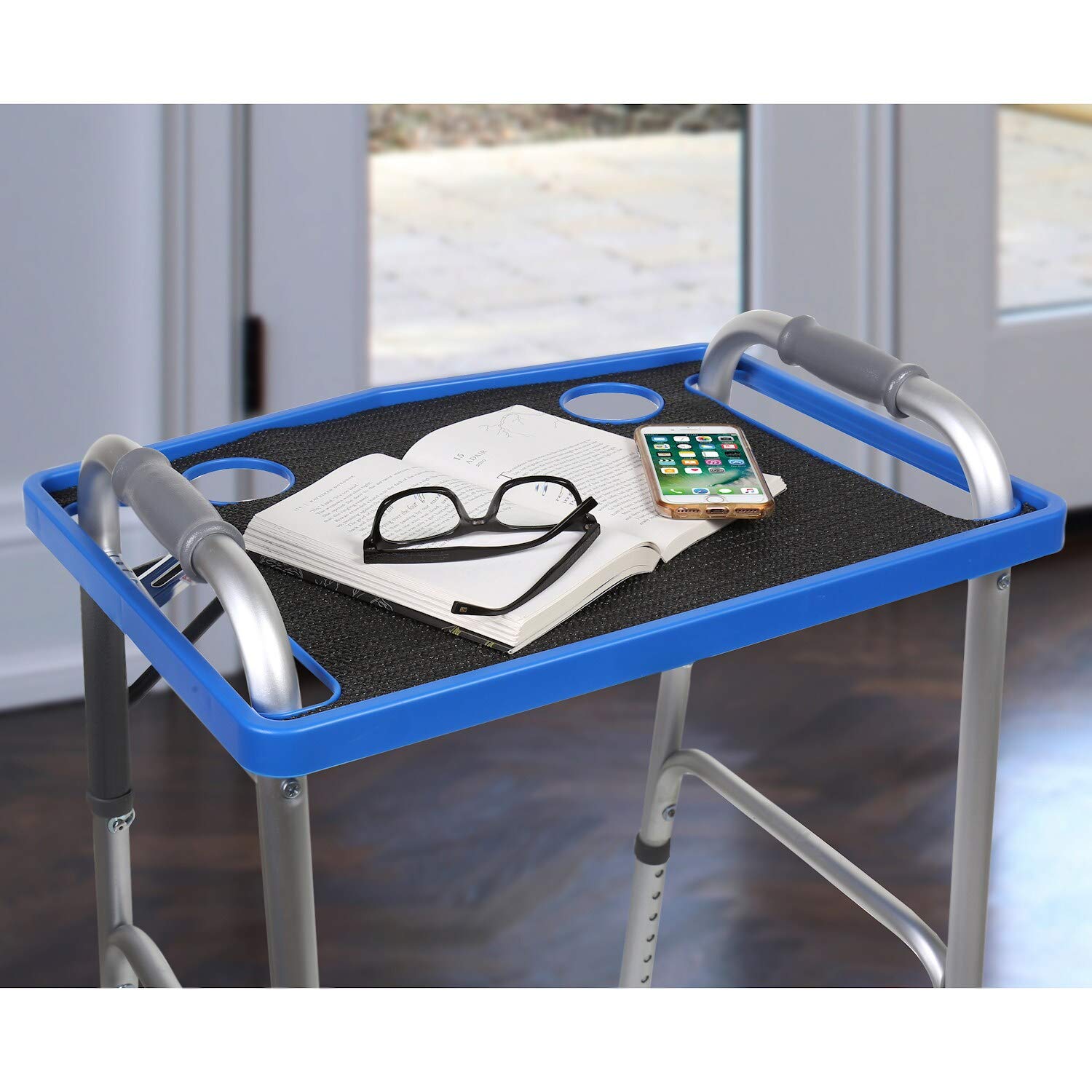 Support Plus Walker Tray Table - Mobility Table Tray for Walker, Non Slip Walker Tray Mat, Walker Accessories Mat, Cup Holder for Walker (21