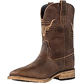Winbird Cowboy Boots For Men Square Toe Western Men's Boots Vegan/Genuine Leather with Classic Patriot Pull On Boot, Slip Resistant Country Boots Chunky Heel Short Boots for Spring Fall