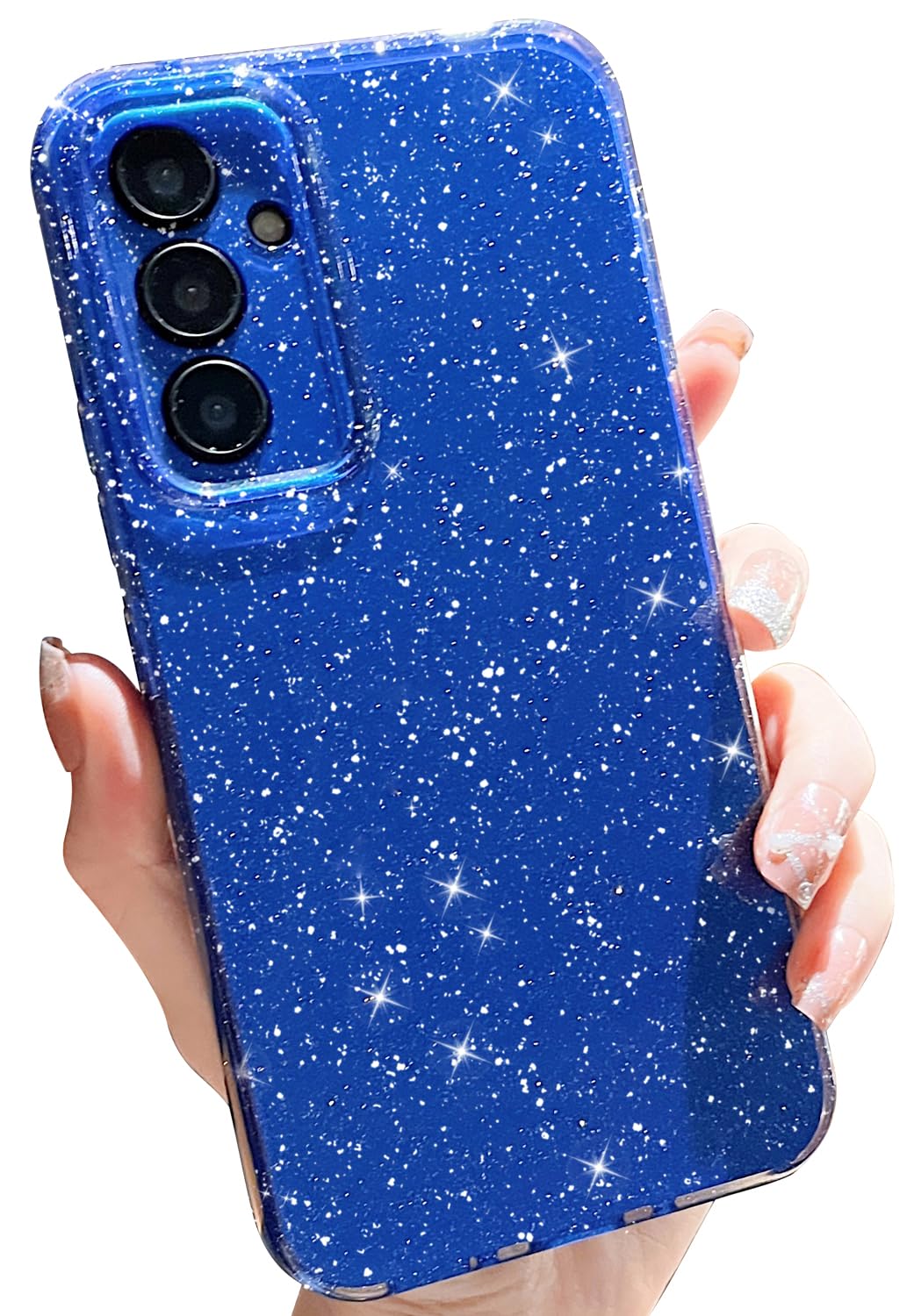 MINSCOSE Compatible with Samsung Galaxy A55 5G Case,Cute Bling Glitter Thin Slim Shockproof TPU Sparkly Cover for Women Girl for Galaxy A55 6.6 INCH-Dark Blue