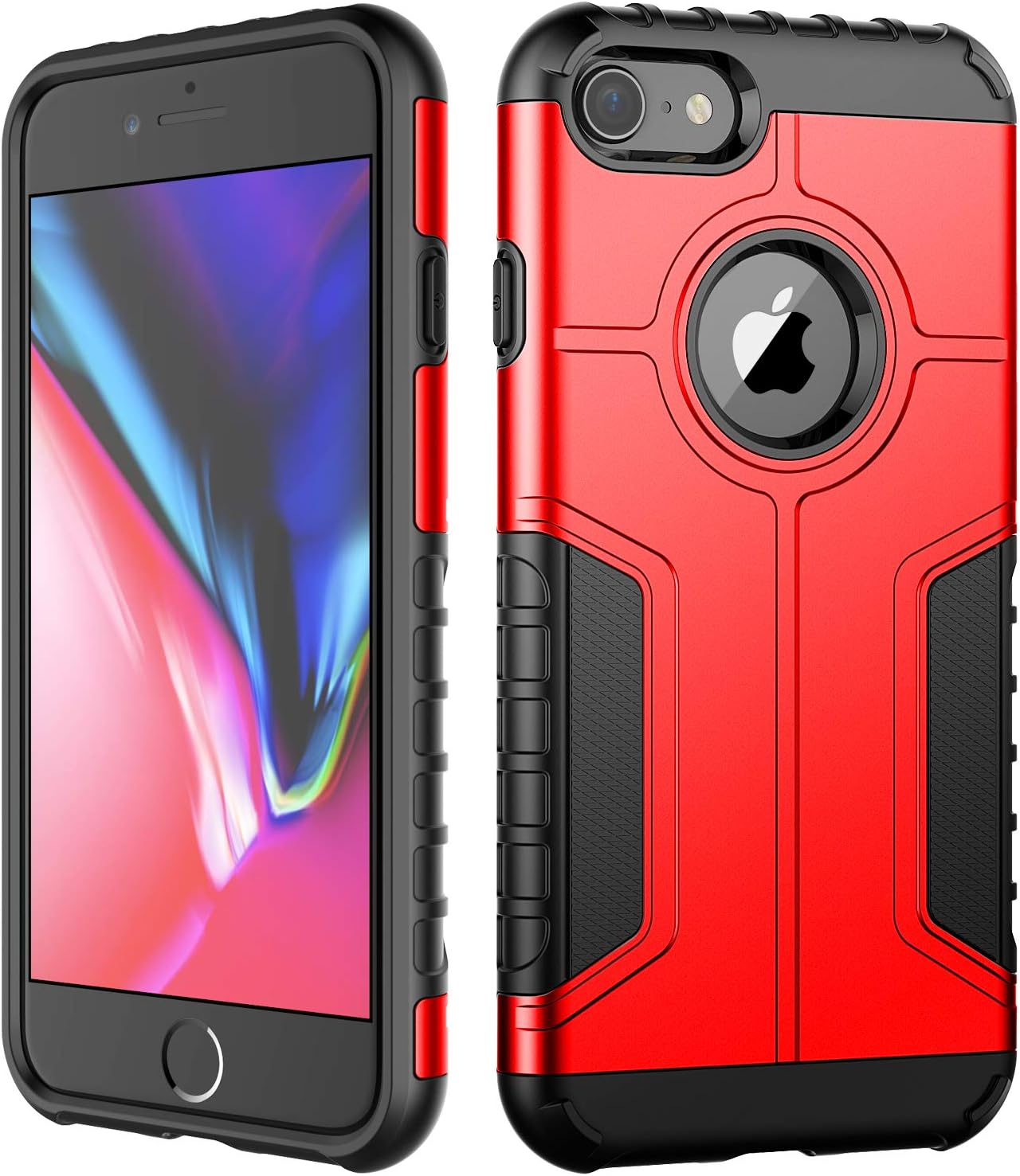 JETech Case for iPhone 8 and iPhone 7, Dual Layer Protective Cover with Shock-Absorption (Red)