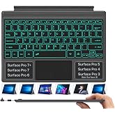 WirelessFinest Microsoft Surface Pro Keyboard 3/4/5/6/7/7+ Bluetooth | Rechargeable Battery, Magnetic Attach, Ultra-Slim Lightweight, 7-Color LED Backlight, Built-In Pen Holder &amp; Trackpad