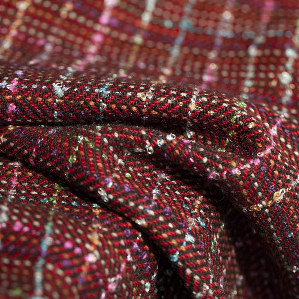 Yarn-Dyed Colorful Check and Plaid Pattern Wool Blends Polyester Fabric,Dark Red Tone,59" Width,Sewing for Jacket,Coat,Suits,Craft by The Yard