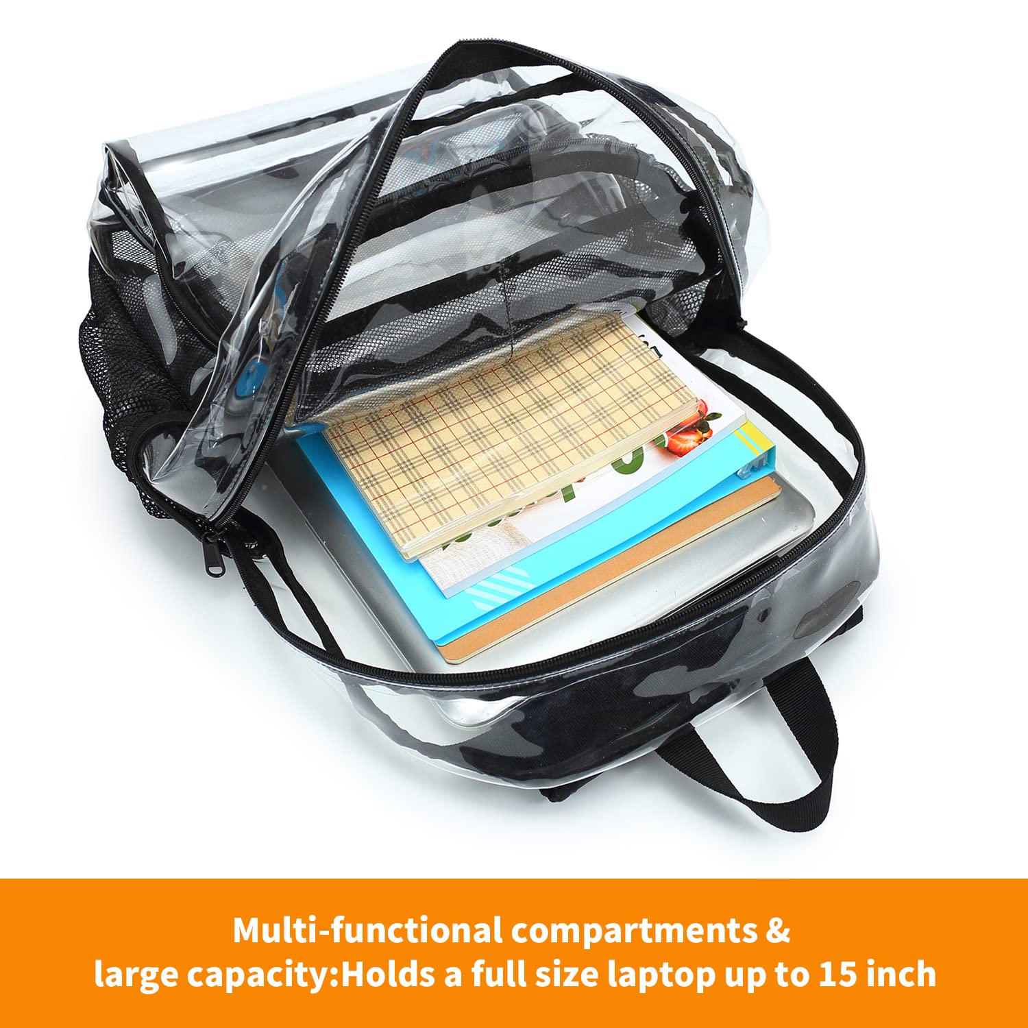 Clear Backpack, Clear Bag Stadium Large See Through Bookbag Heavy Duty PVC Transparent Backpacks for School