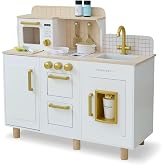 Teamson Kids Little Chef Hampton Interactive Play Kitchen, White | Ice Dispenser, Sink &amp; Microwave, Storage Included, 17 Pcs Accessories, For Kids 3+ Years