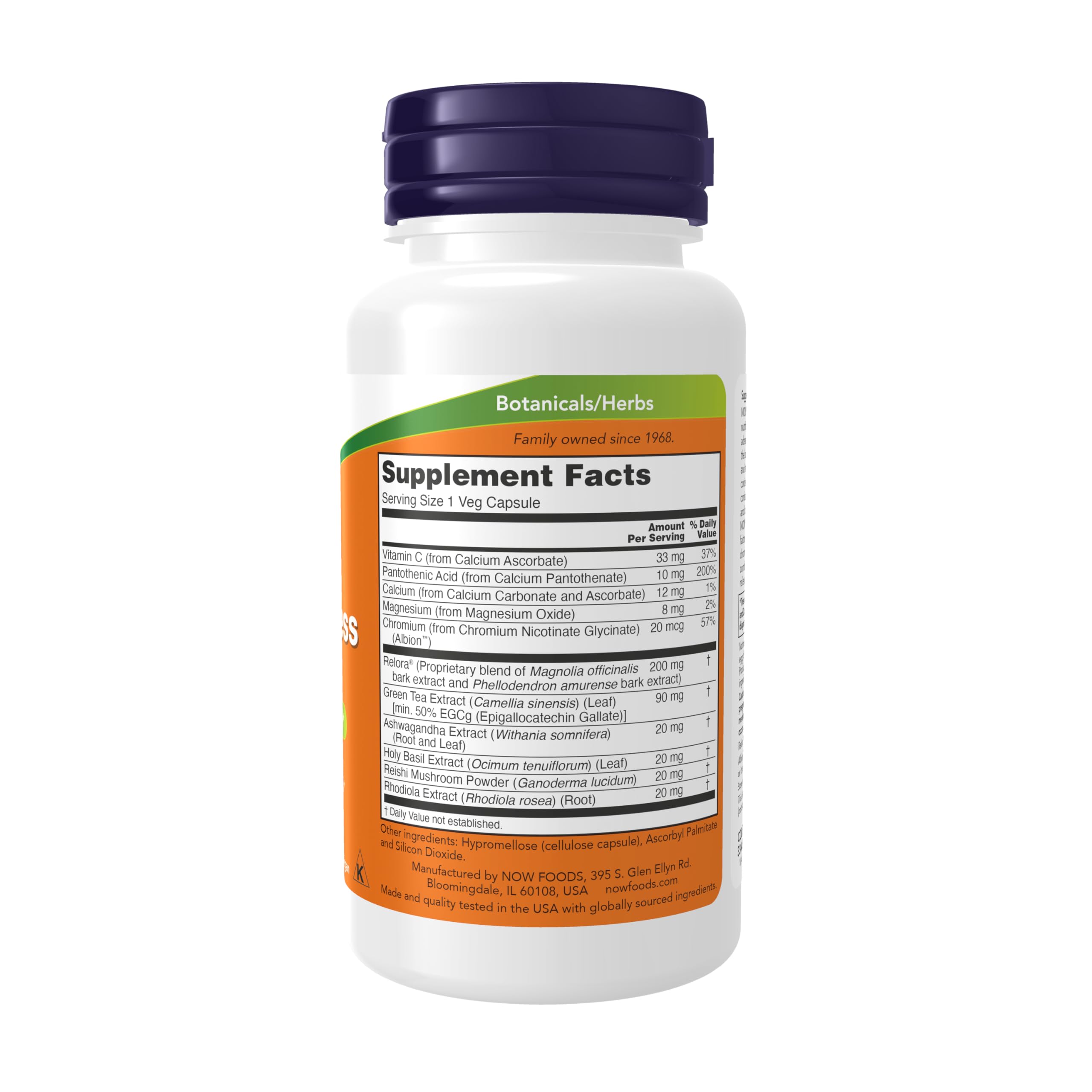 NOW Foods Supplements, Adrenal Stress Support, Cortisol Support Formula* with Relora®, For Typical Everyday Stress*, Appetite Management*, 90 Veg Capsules