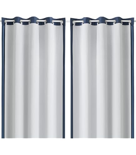 Aiyufeng 100% Blackout Curtain Liners – 2 Panels, 50x86 Inches Each, Greyish White With Rings - View #11