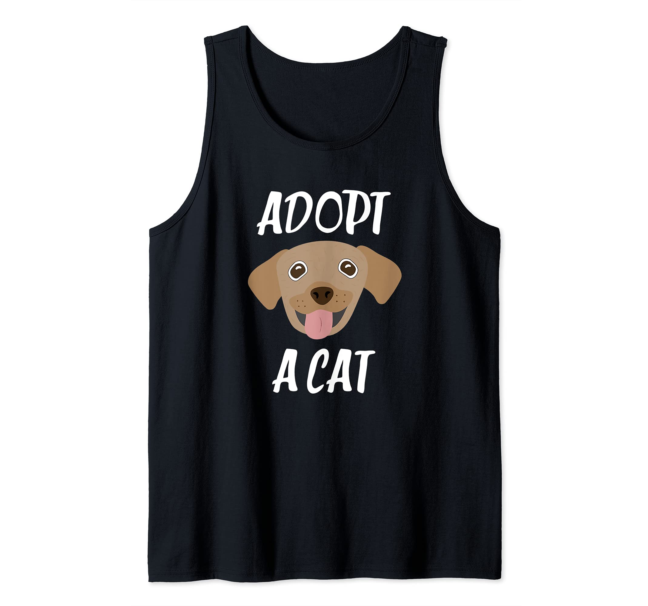 Funny Adopt A Cat Dog Face Graphic Tank Top