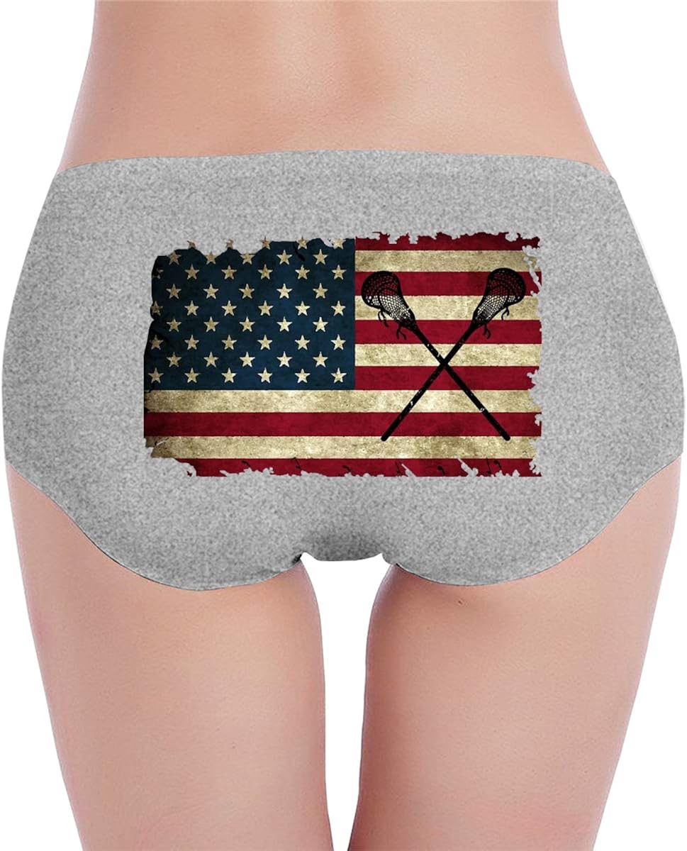 American Flag Lacrosse Women's Cotton Low Waist Underwear Stretch