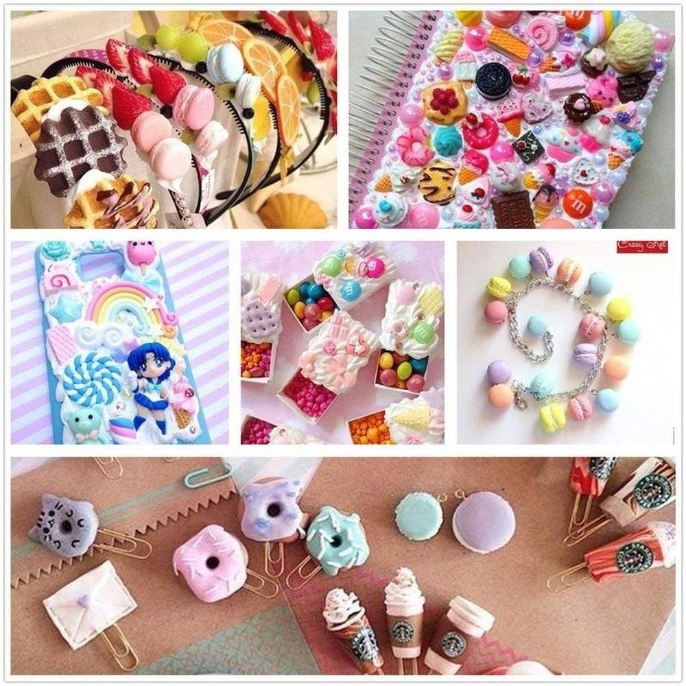 120 Pcs Slime Charms Mixed Candy Sweets Resin Flatback Slime Beads Making Supplies for DIY Scrapbooking Crafts Whith Storage Box
