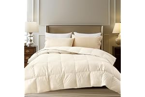 BAFODE Feathers Down Comforter Twin Size All Season Duvet Insert Ultra Fluffy Goose Feather Down Comforter with Organic Cotton Shell, Luxury Hotel Bed Comforter 68"x88"