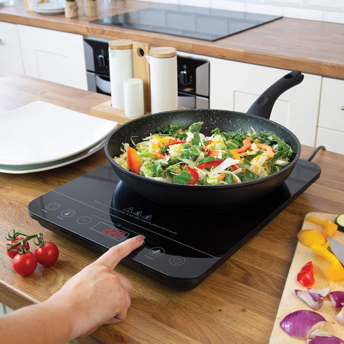 Quest 35839 Single Digital Induction Ceramic Portable Hob Hot Plate with 10 Temperature Settings and Touch Control, 2000W - Image 3