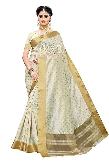 Women's Cotton polyester silk Saree With Blouse Pices (KERALA TIKKI, Multi-Coloured)