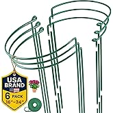 6 Pack Plant Support Stakes – Tall Plant Stakes for Indoor and Outdoor Gardens - Peony Cages and Supports - Cage Rings for Potted Flowers, Peony, Hydrangea, and Rose Bush (10" W x 16" - 24" H)