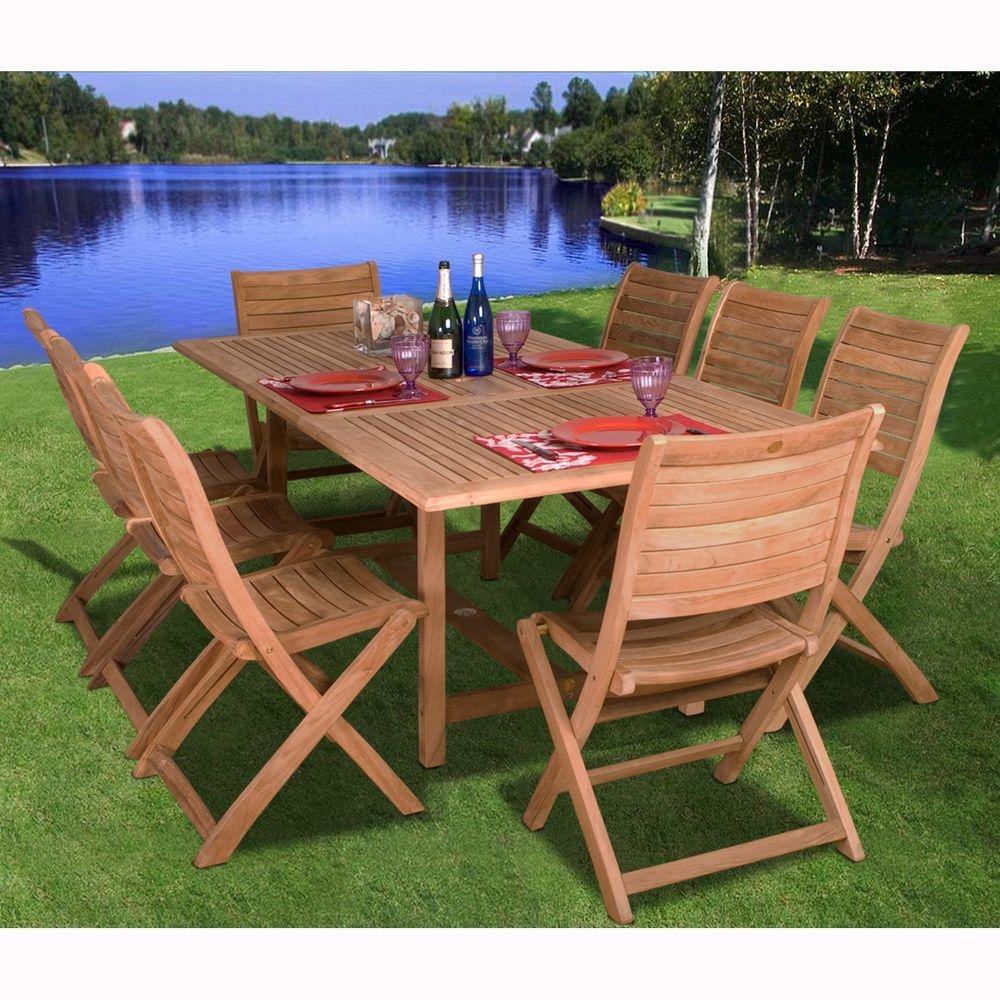 Amazon Com Amazonia Dublin 9 Piece Teak Extendable Patio Dining