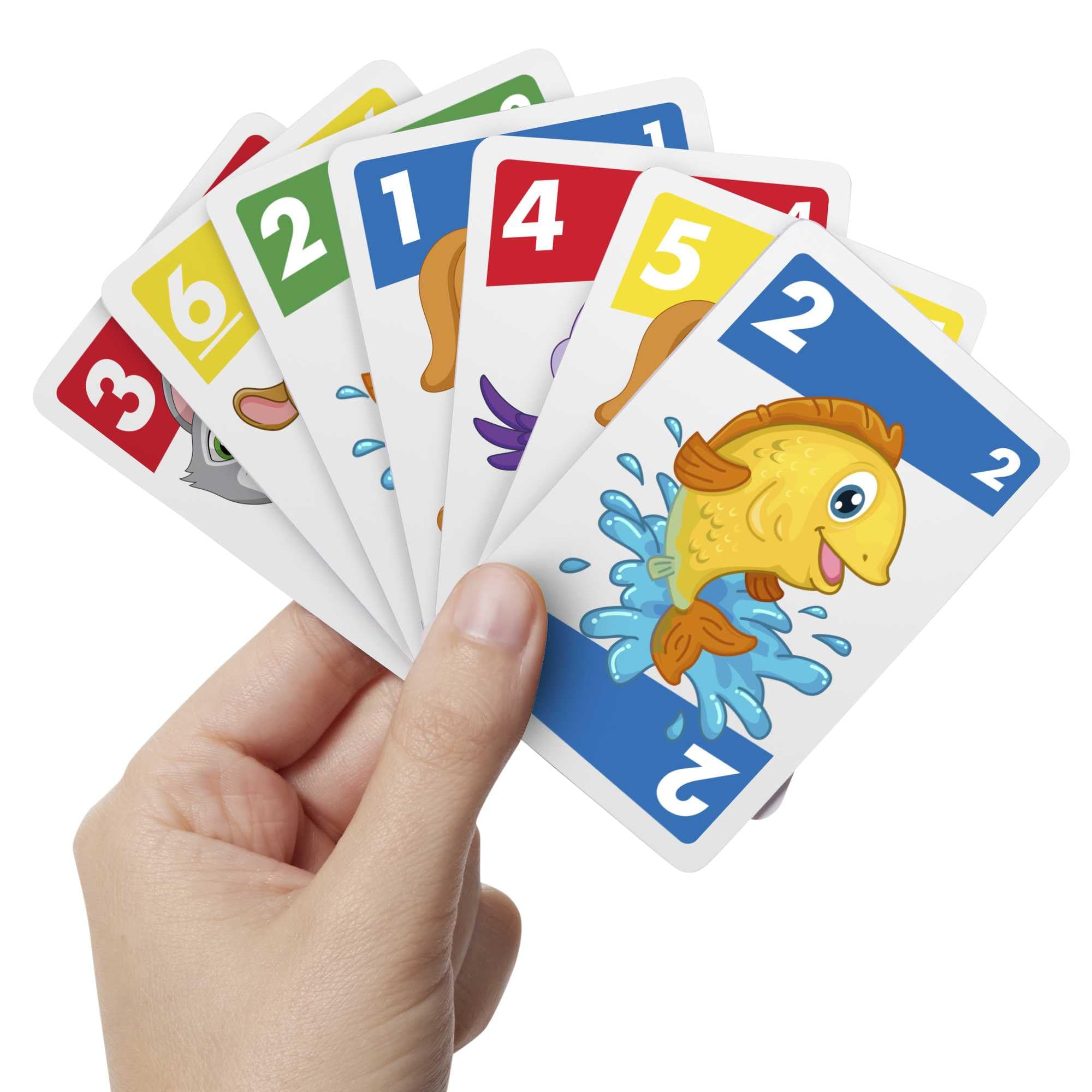 Mattel Phase 10 Junior - Rommé-artiges Spiel mit Mehreren Spielebenen, 56 Karten mit Tierbildern, für 2 bis 4 Spieler, für Kinder ab 4 Jahren, GXX06 4
