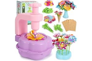 DAISRED Flower Craft Kits for Girls - Arts and Crafts Toys for Kids Ages 4-8, Christmas Birthday Gifts Ideas for 4 5 6 7 8 9 Year Old Girls, Mess-Free Art Craft Activity Toys, DIY Flower Making Kit for Kids
