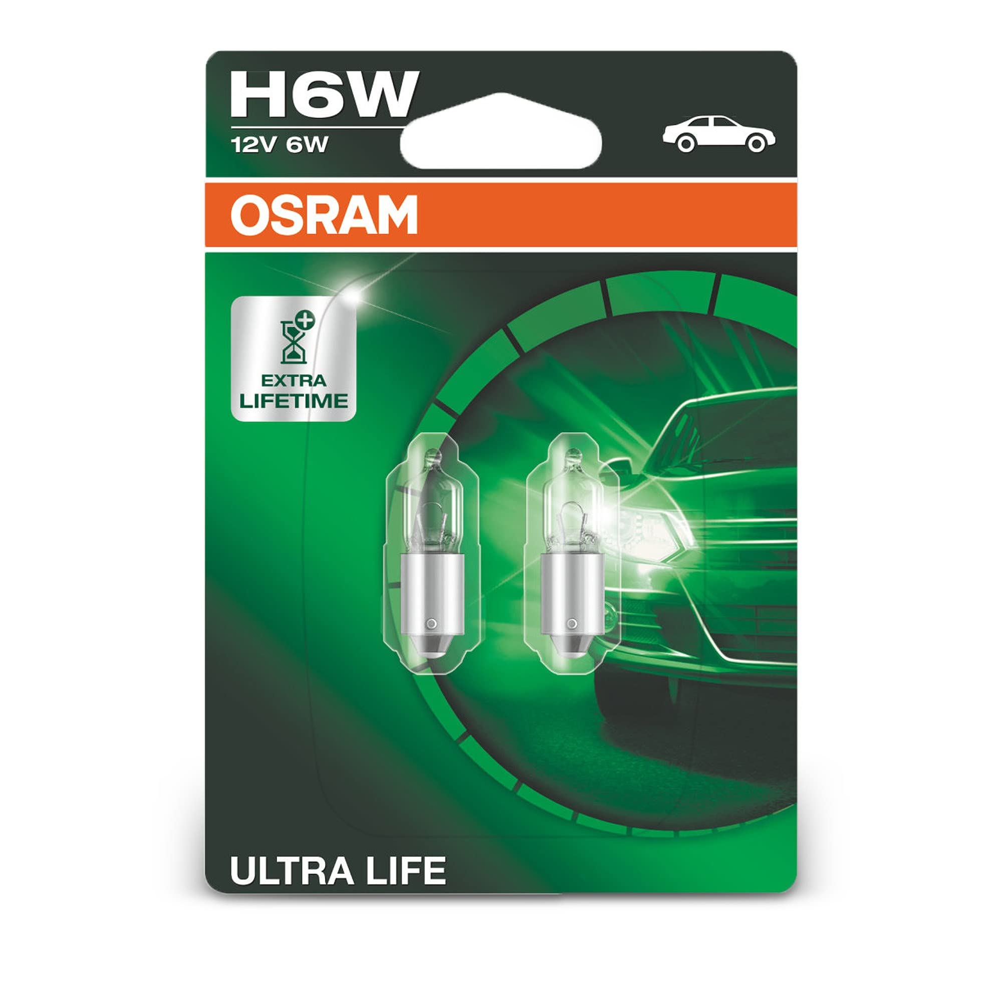 OSRAM ULTRA LIFE H6W halogen, parking and position light, 6413ULT-02B, 12 V passenger car, double blister (2 units)