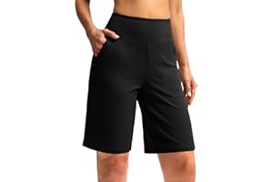 G GRADUAL Women's 10" Bermuda Shorts Knee Length with Pockets High Waisted Athletic Long Shorts for Casual Walking Running Yoga